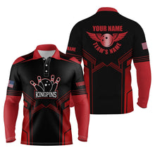 Load image into Gallery viewer, Red and black Bowling polo shirts for men custom name and team name bowling polo team shirts NQS4728