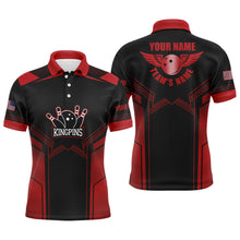 Load image into Gallery viewer, Red and black Bowling polo shirts for men custom name and team name bowling polo team shirts NQS4728