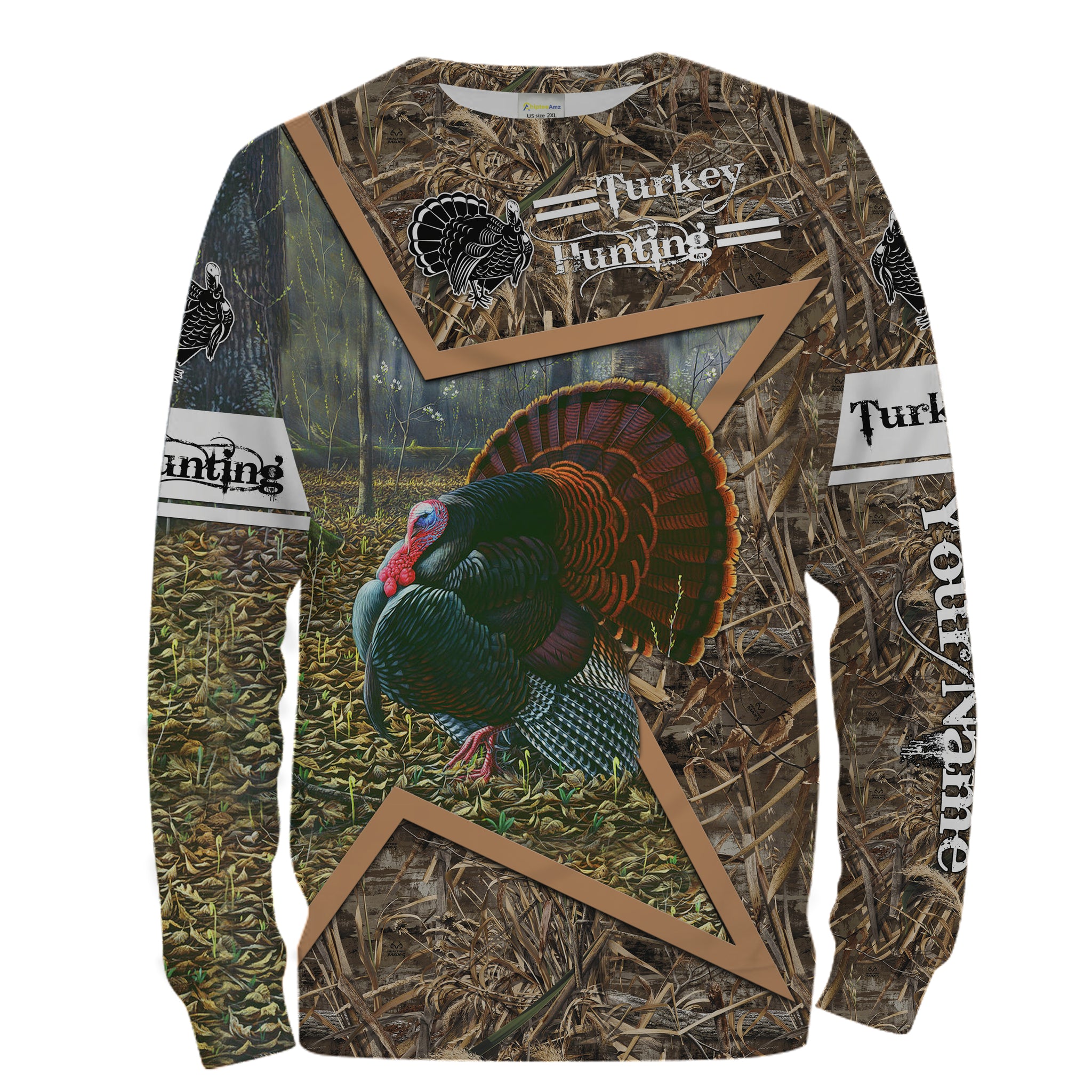 Personalized Turkey Hunting full printing T-Shirt, camo Long sleeves, –  ChipteeAmz