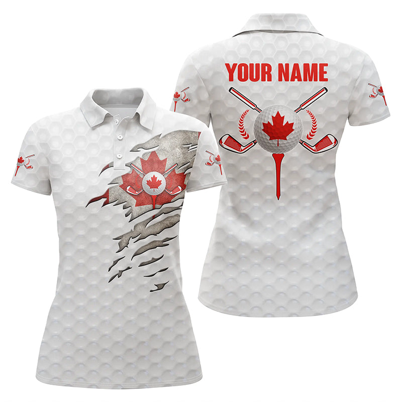Canadian flag white golf ball skin Womens golf polos shirts custom patriot ladies golf shirts NQS5225