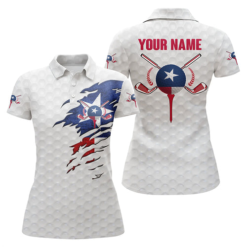 Texas flag white golf ball skin Womens golf polos shirts custom patriot ladies golf shirts NQS5226