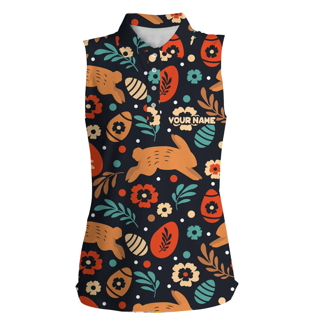 Easter's day pattern golf shirt custom Womens sleeveless polo shirt, personalized Easter golf gifts NQS4919