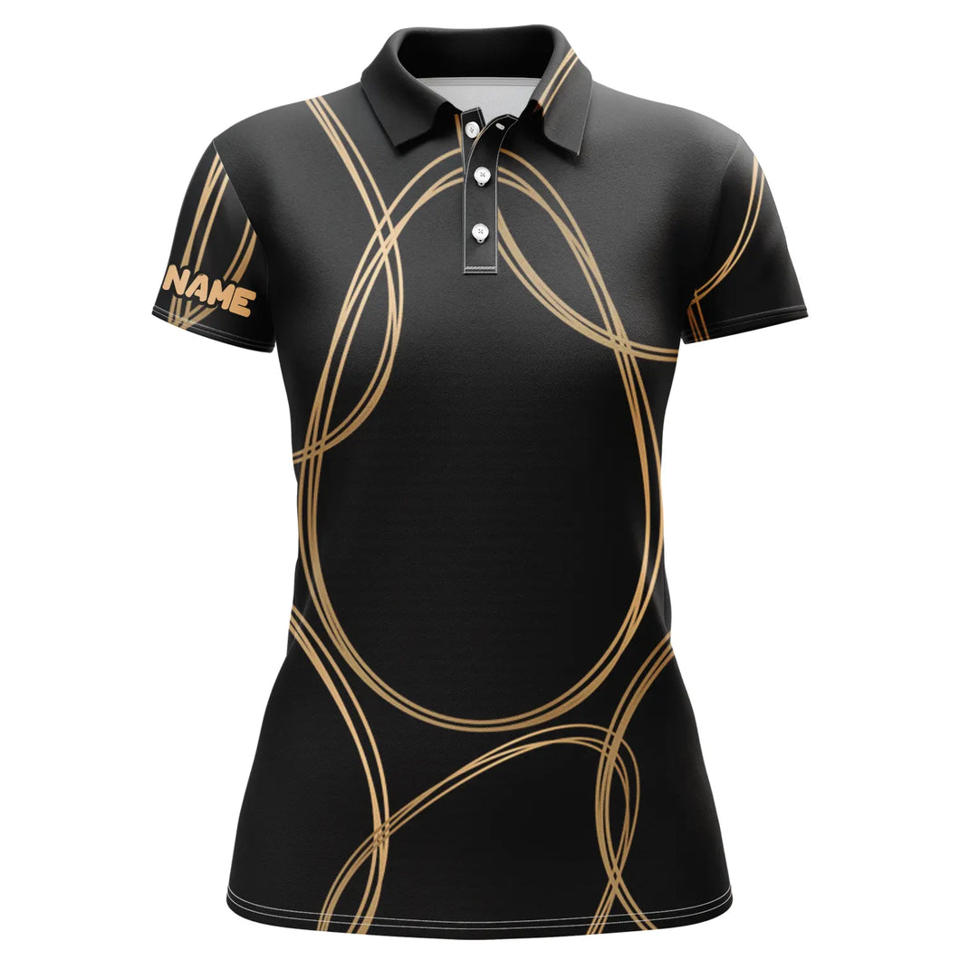 Black gold egg pattern golf shirt custom Womens golf polo shirts, Easter's day golfing gifts NQS4921