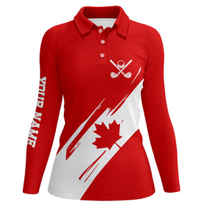 Womens golf polo shirts Red Canada flag maple leaf patriot custom team golf shirts, Canadian golf tops NQS7281