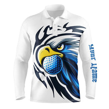 Load image into Gallery viewer, Mens golf polo shirts custom blue Eagle golf ball white golf tops, team golf attire for mens NQS7286