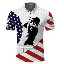 Load image into Gallery viewer, American flag patriot long sleeve golf polos shirts personalized golf gifts for him NQS3310