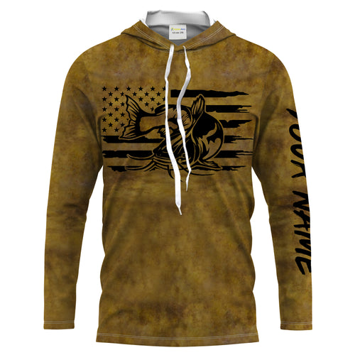 Flathead Catfish Fishing jerseys American flag patriotic, Catfish Long Sleeve Fishing Shirts NQS2208