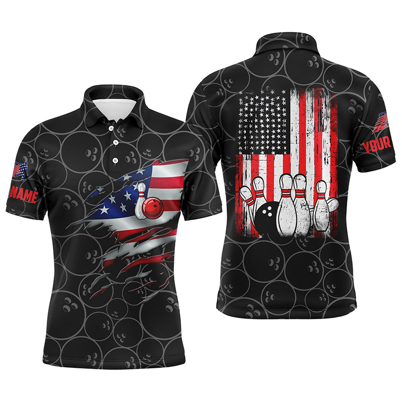 Custom Black bowling shirt for men – personalized team jersey front view