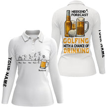 Load image into Gallery viewer, Funny Womens golf polos shirts custom golf tops weekend forecast golfing with a chance of drinking NQS7043