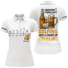 Load image into Gallery viewer, Funny Womens golf polos shirts custom golf tops weekend forecast golfing with a chance of drinking NQS7043