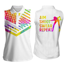 Load image into Gallery viewer, Billiards Polo Shirts for men, women watercolor American flag custom name aim shoot swear repeat NQS5239