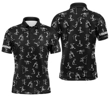 Load image into Gallery viewer, Men golf polo upf shirts custom name funny golf pattern, black polo shirt NQS4128