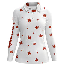 Load image into Gallery viewer, Women golf polo shirt Red Canada maple leaf pattern custom team golf polo shirts, patriot golf tops NQS6599