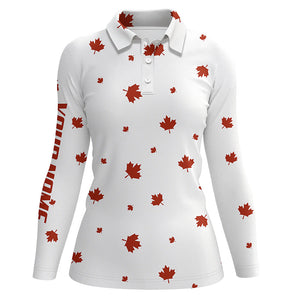 Women golf polo shirt Red Canada maple leaf pattern custom team golf polo shirts, patriot golf tops NQS6599