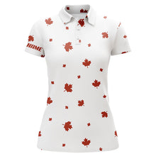 Load image into Gallery viewer, Women golf polo shirt Red Canada maple leaf pattern custom team golf polo shirts, patriot golf tops NQS6599