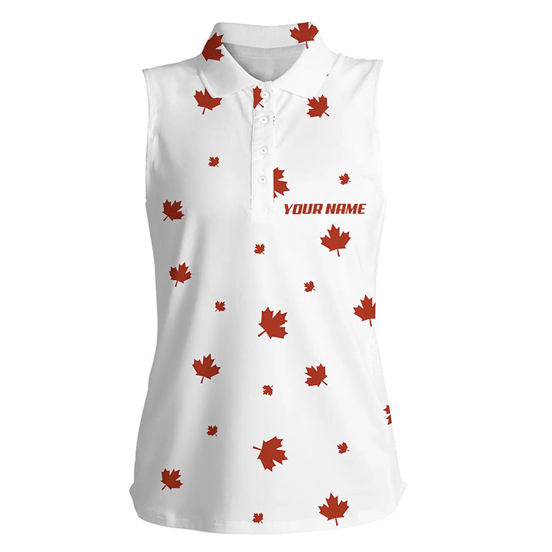 White Womens sleeveless polo shirt Red Canada maple leaf pattern custom patriot team golf polo shirts NQS6599