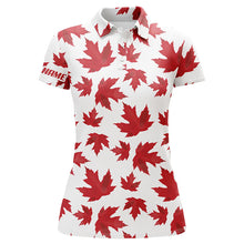 Load image into Gallery viewer, Women golf polo shirt custom patriot golf tops Red Canada maple leaf pattern team golf polo shirts NQS6600