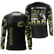 Load image into Gallery viewer, My favorite fishing buddy calls me dad Bass fishing Camo long sleeve shirt Custom gift for dad, father NQS1165