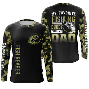 My favorite fishing buddy calls me dad Bass fishing Camo long sleeve shirt Custom gift for dad, father NQS1165