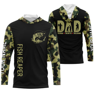 Dad The man, the myth, the legend camo Bass fishing shirts custom sun protection fishing gift for dad NQS1166