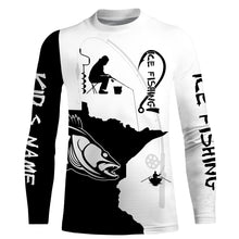 Load image into Gallery viewer, Minnesota ice fishing Walleye winter fishing Performance black and white fishing Shirts UV Protection Upf 30+ NQS2505