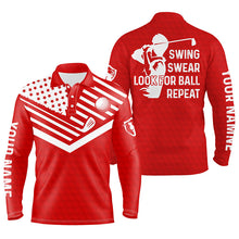 Load image into Gallery viewer, Swing swear look for ball repeat American flag custom name team golf polo shirts | Red NQS4344