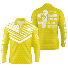 Load image into Gallery viewer, Swing swear look for ball repeat American flag custom name team golf polo shirts | Yellow NQS4344