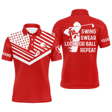 Load image into Gallery viewer, Swing swear look for ball repeat American flag custom name team golf polo shirts | Red NQS4344