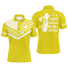 Load image into Gallery viewer, Swing swear look for ball repeat American flag custom name team golf polo shirts | Yellow NQS4344