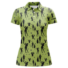 Load image into Gallery viewer, Womens golf polo shirts custom name green ladies golf pattern, golf attire for women NQS6865