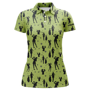 Womens golf polo shirts custom name green ladies golf pattern, golf attire for women NQS6865