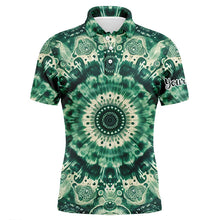 Load image into Gallery viewer, Mens golf polos shirts custom mens golf tops green tie dye pattern, golf outfit men NQS7047