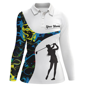 Womens golf polo shirts custom camo white golf tops, best ladies golf wear NQS7290