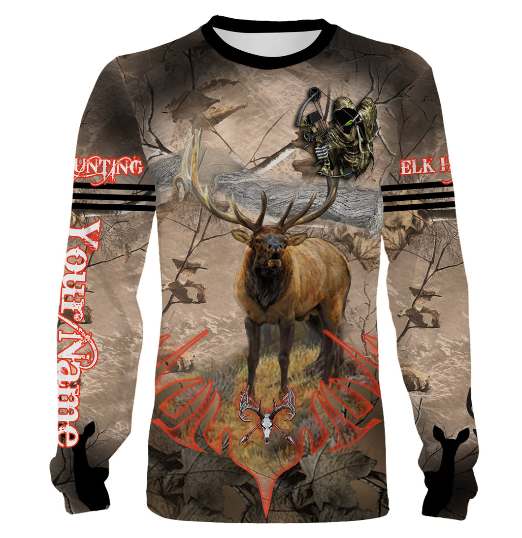 Elk Hunting Camo Grim Reaper Bow Hunting Archery Custom Name 3D All over print shirts NQS722