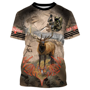 Elk Hunting Camo Grim Reaper Bow Hunting Archery Custom Name 3D All over print shirts NQS722