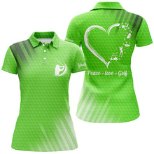 Load image into Gallery viewer, Custom name multi-color women golf polo shirts peace love golf, personalized best womens golf shirts NQS4355