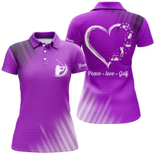 Load image into Gallery viewer, Custom name multi-color women golf polo shirts peace love golf, personalized best womens golf shirts NQS4355
