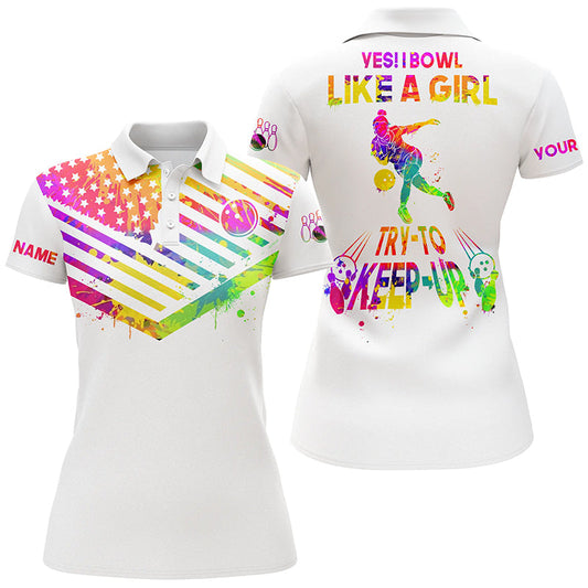 Custom bowling shirt for women – personalized team jersey front view