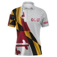 Load image into Gallery viewer, Maryland flag white golf ball skin Mens golf polo shirts custom name patriotic golf tops for mens NQS6868