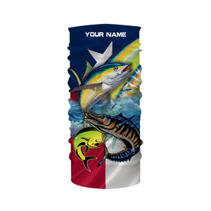 Mahi Mahi, Wahoo, Tuna fishing Texas flag UV protection Customize name long sleeves UPF 30+ personalized fishing gift NQS1971