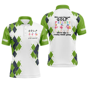 Men golf polo shirts we're more than just golf friends flamingo custom name funny golf shirt| Green NQS3611