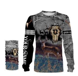 Deer hunting Skull camo Custom Name 3D All over print shirts - personalized hunting gifts - NQS729