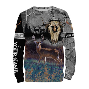 Deer hunting Skull camo Custom Name 3D All over print shirts - personalized hunting gifts - NQS729