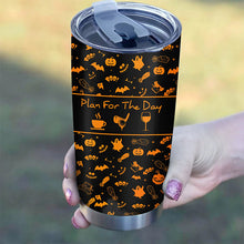 Load image into Gallery viewer, Black orange Halloween background Custom Stainless Steel Tumbler Cup plan for the day coffee golf wine NQS6395