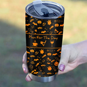 Black orange Halloween background Custom Stainless Steel Tumbler Cup plan for the day coffee golf wine NQS6395