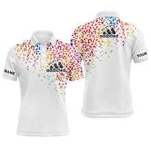 Load image into Gallery viewer, Mens golf polo shirt watercolor leopard golf addicted custom name golf gifts for men, dad NQS4146
