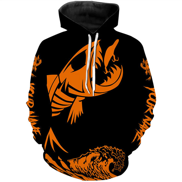 Fish skeleton reaper orange black Custom name fishing jerseys