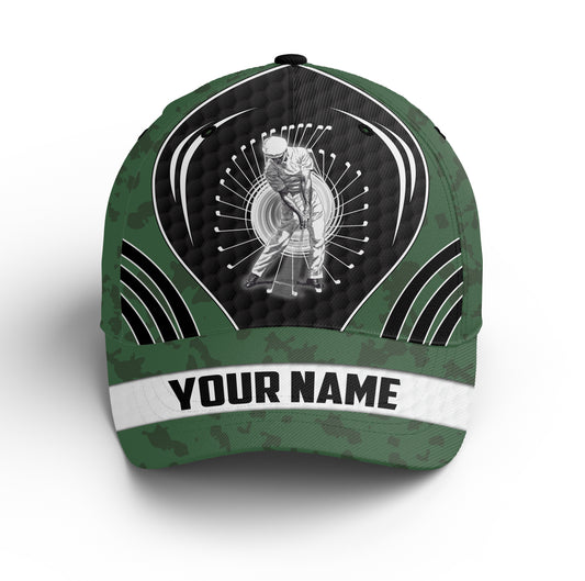Golfer hat golf clubs green camo custom name sun hats for men,  golf caps and hats unique golf gifts NQS4678