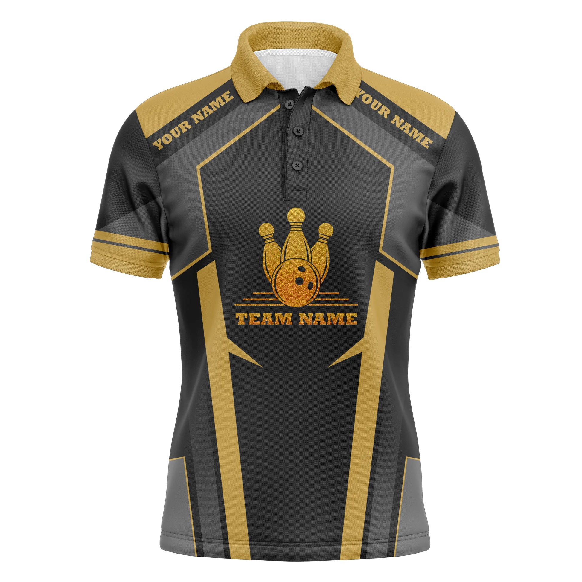 Custom bowling shirt for men – personalized team jersey front view