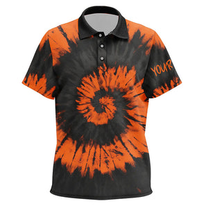 Black orange Halloween tie dye background Kids polo shirt custom team golf jersey for Kid NQS6420